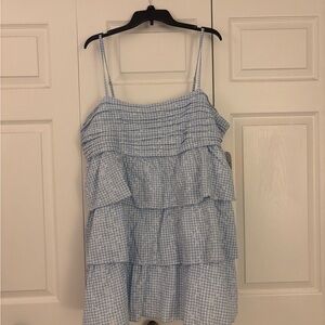 Arula Blue Gingham Tiered Women's Dress- 2X (B)